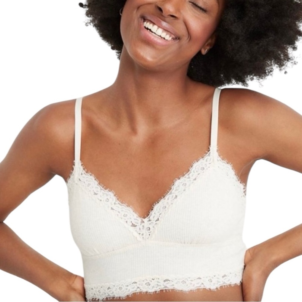 Aerie Ivory Cotton Bralette, XL NEW